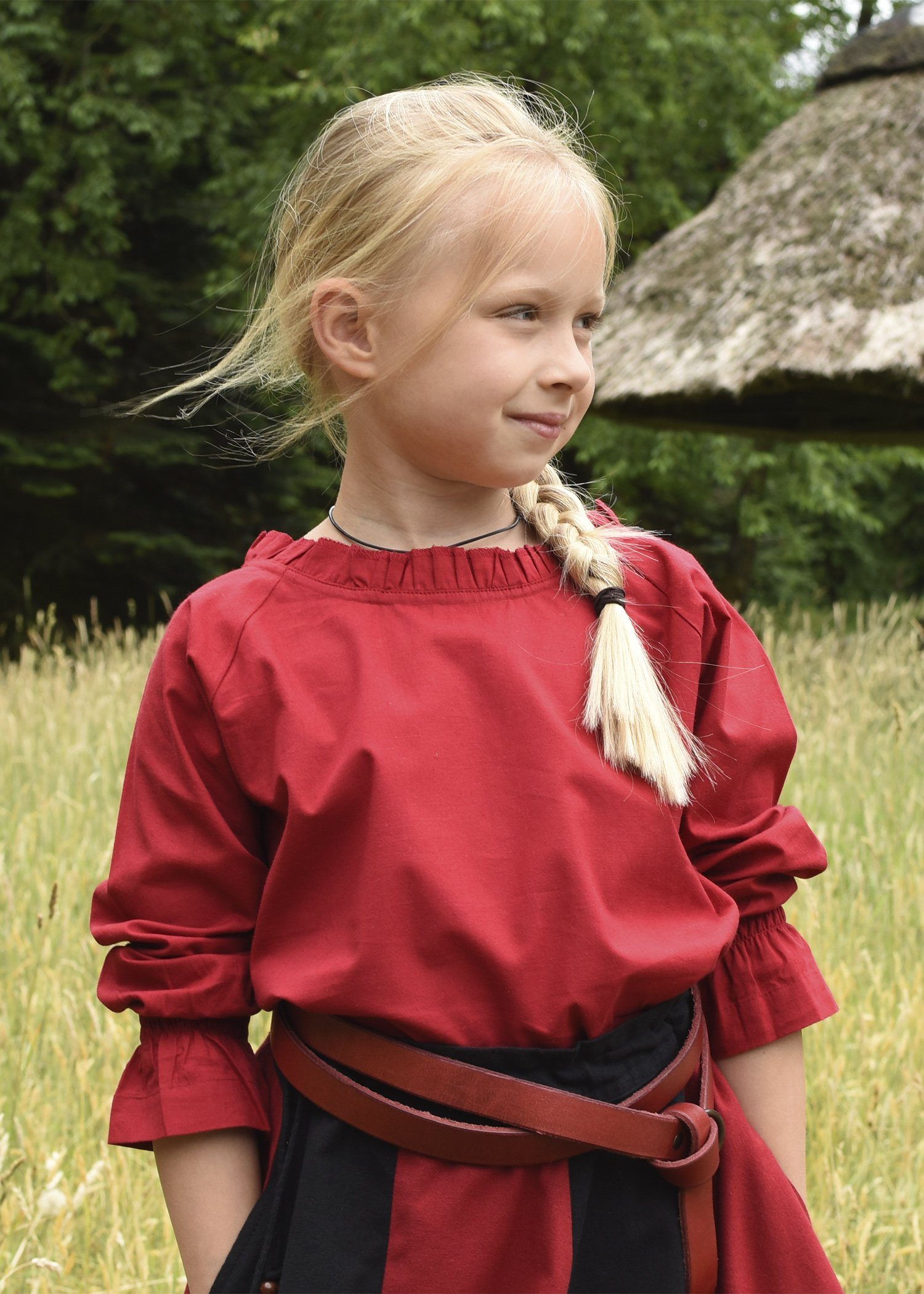 Battle Merchant Ritter-Kostüm Kinder Mittelalter-Langarmbluse Helena, rot