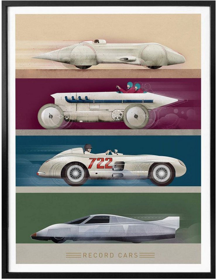 Wall-Art Poster Vintage Auto Retro Rennwagen, Autos (1 St), Poster, Wandbild,  Bild, Wandposter