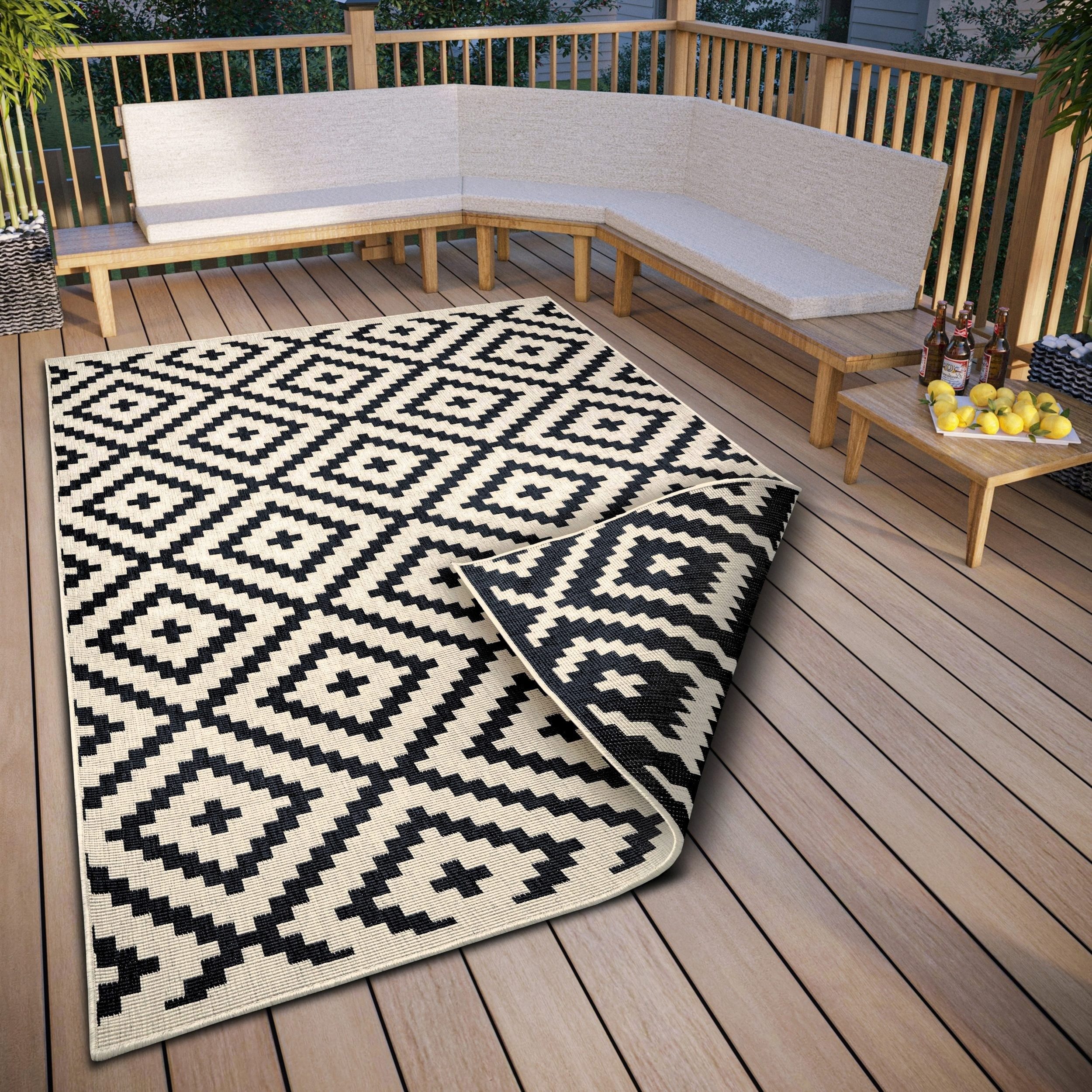 OTTO home Teppich Ronda Wendeteppich, rechteckig, Höhe: 5 mm, Sisal-Optik, Flachgewebe, In- und Outdoor, geometrisches Boho Design