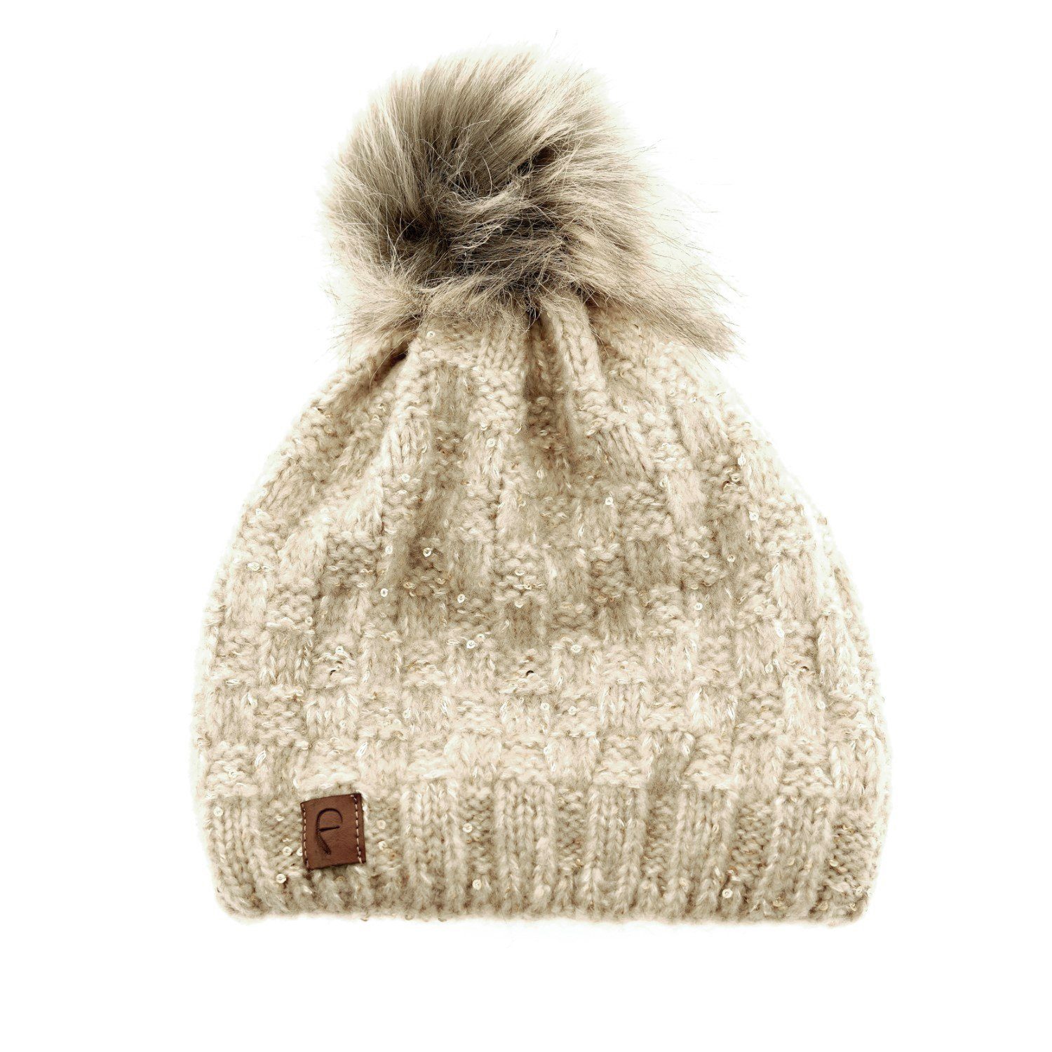 Bommelmütze Mütze zum Warmhalten im Herbst oder Winter Bommel-Mütze mit Perlen