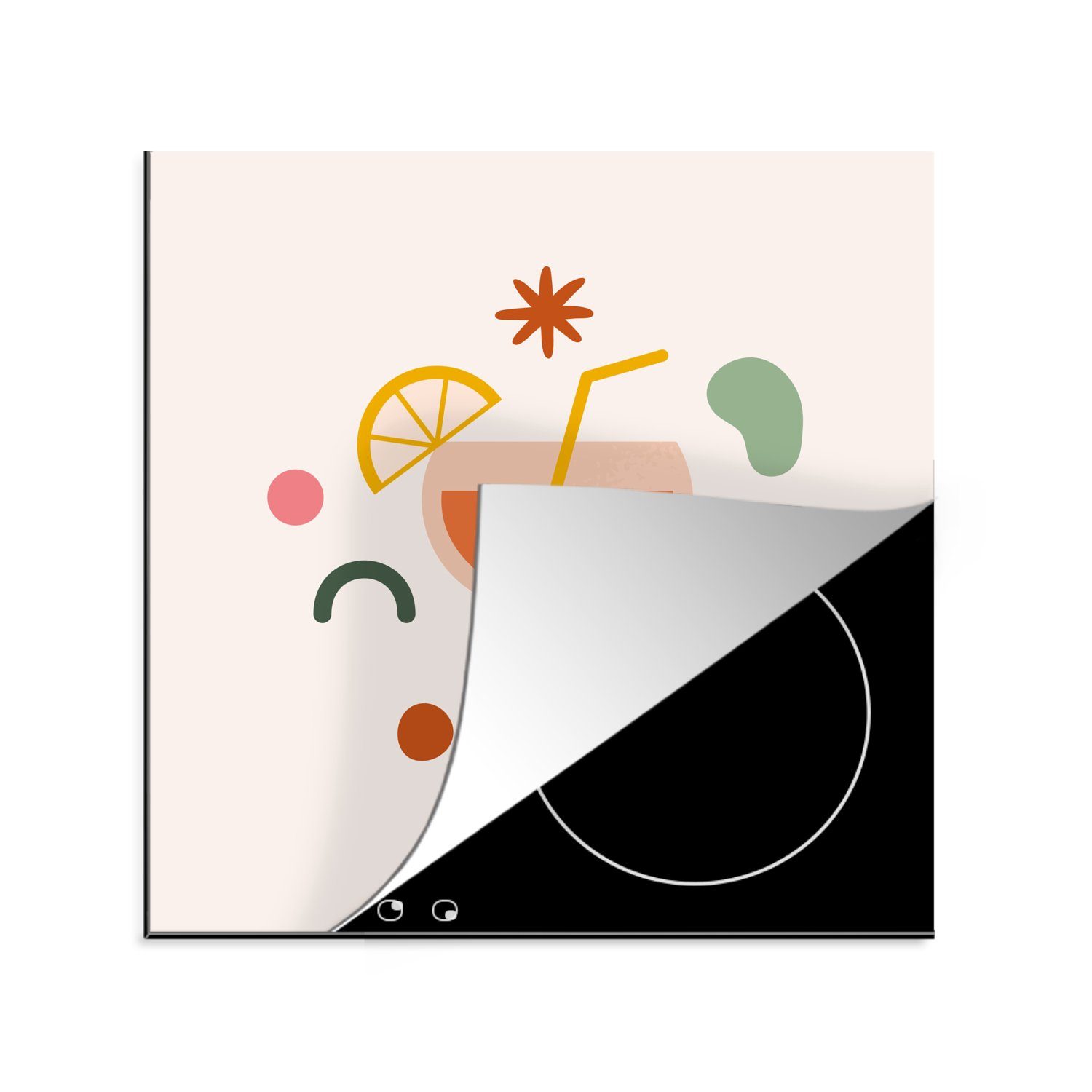 MuchoWow Herdblende-/Abdeckplatte Cocktail - Obst - Sommer, Vinyl, (1 tlg), 78x78 cm, Ceranfeldabdeckung, Arbeitsplatte für küche | Herdabdeckplatten