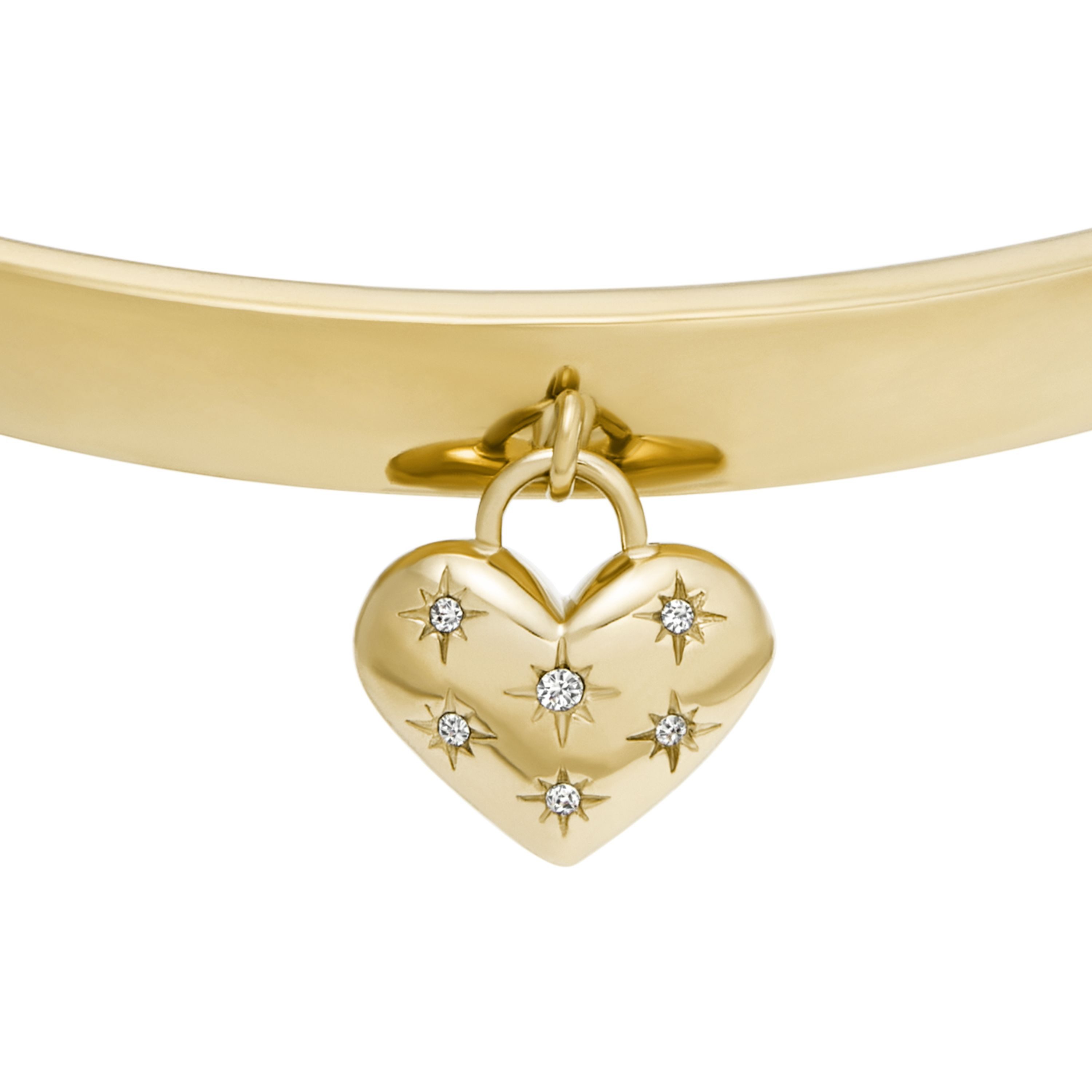 Fossil Armreif Schmuck Geschenk Edelstahl SADIE Herz, mit Glasstein