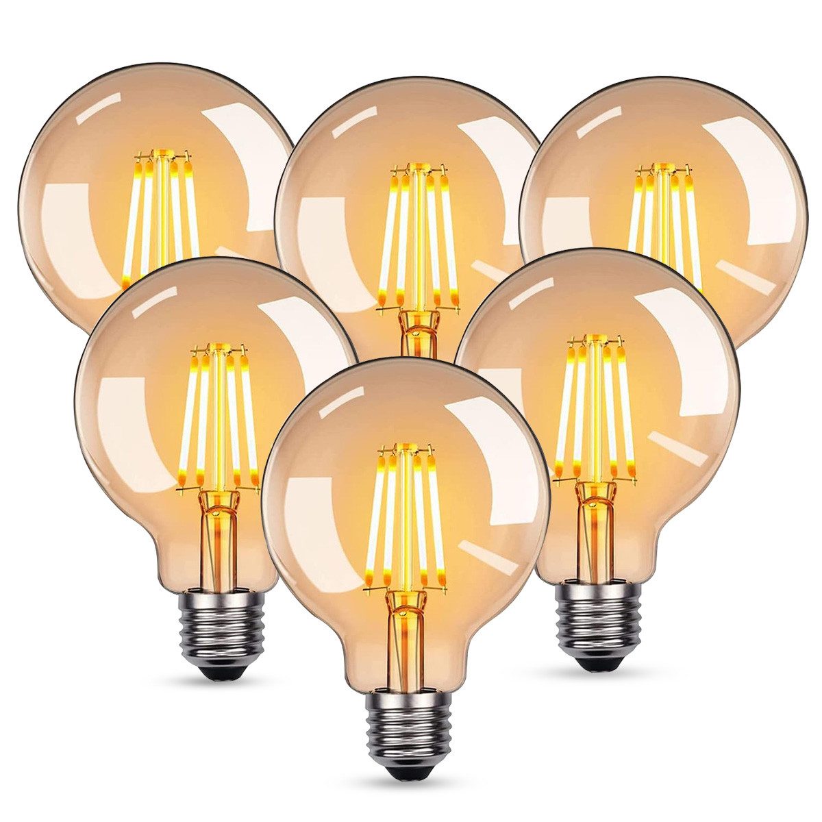 HYIEAR LED-Leuchtmittel LED-Leuchtmittel,Glühbirne,Glühbirne e27,e27 led warmweiss,e27 led,LED, E27, 6 St., Warmweiß, dimmbar