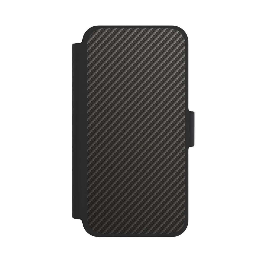 NIVOCASE Handyhülle Metallic Look Muster Carbon Carbon, Apple iPhone 12 mini Klapphülle Handyhülle aus Kunst Leder