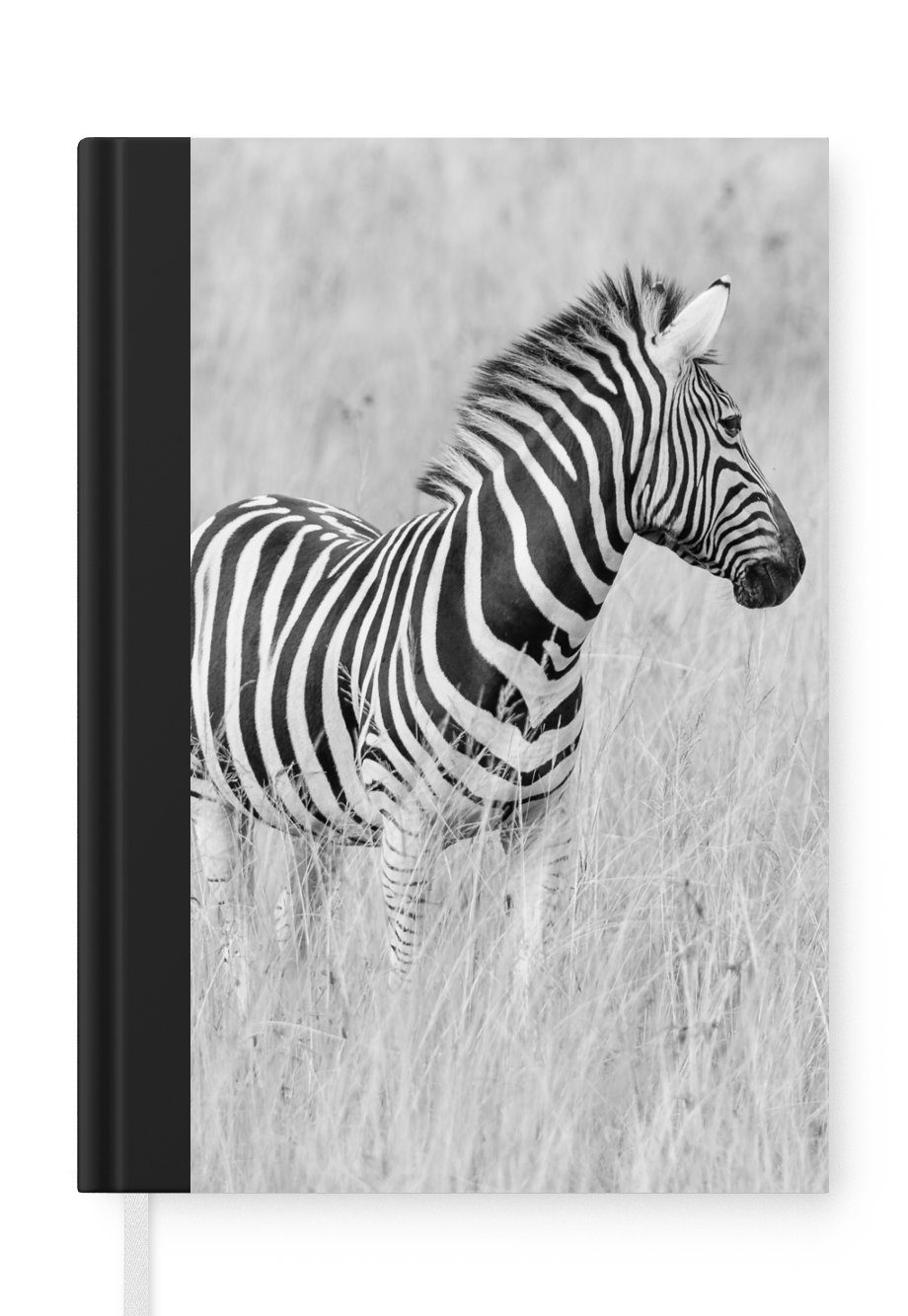 MuchoWow Notizbuch Zebra auf der Wiese, Journal, Merkzettel, Tagebuch, Notizheft, A5, 98 Seiten, Haushaltsbuch