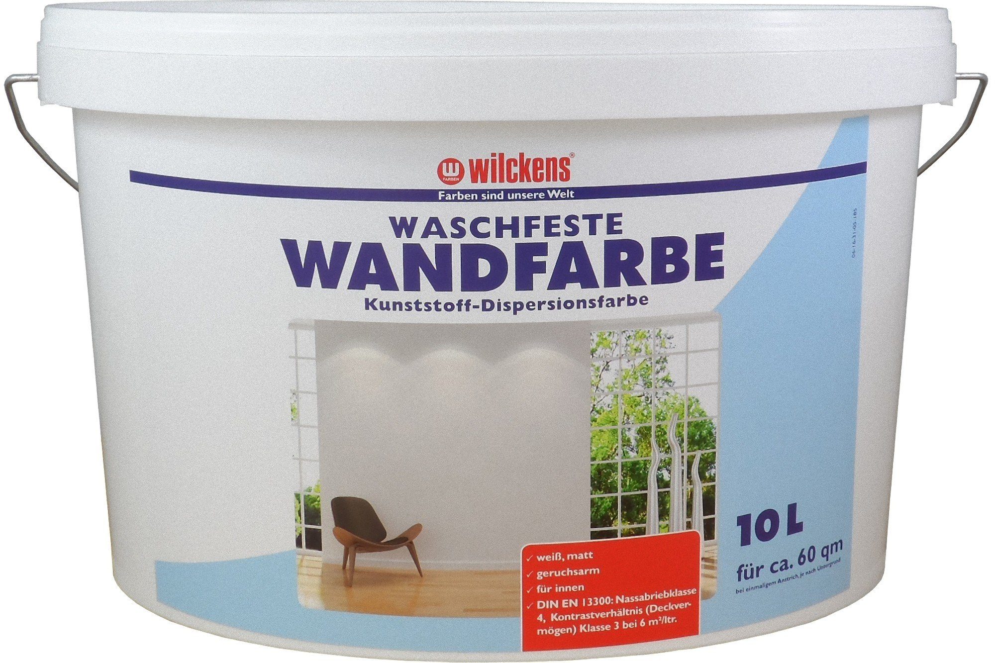 Wilckens Farben Wandfarbe, Wandfarbe waschfest Weiß 10 L