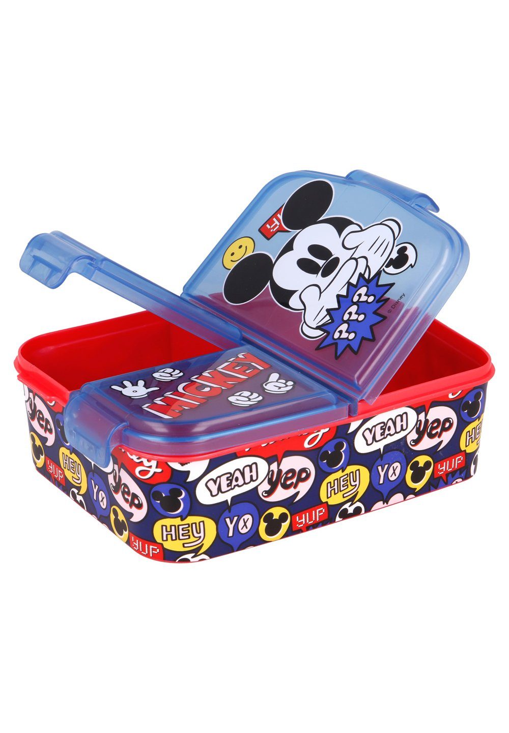 Disney Mickey Mouse Lunchbox Brotdose Mickey Mouse, Vesperdose mit 3 Fächern, BPA-frei