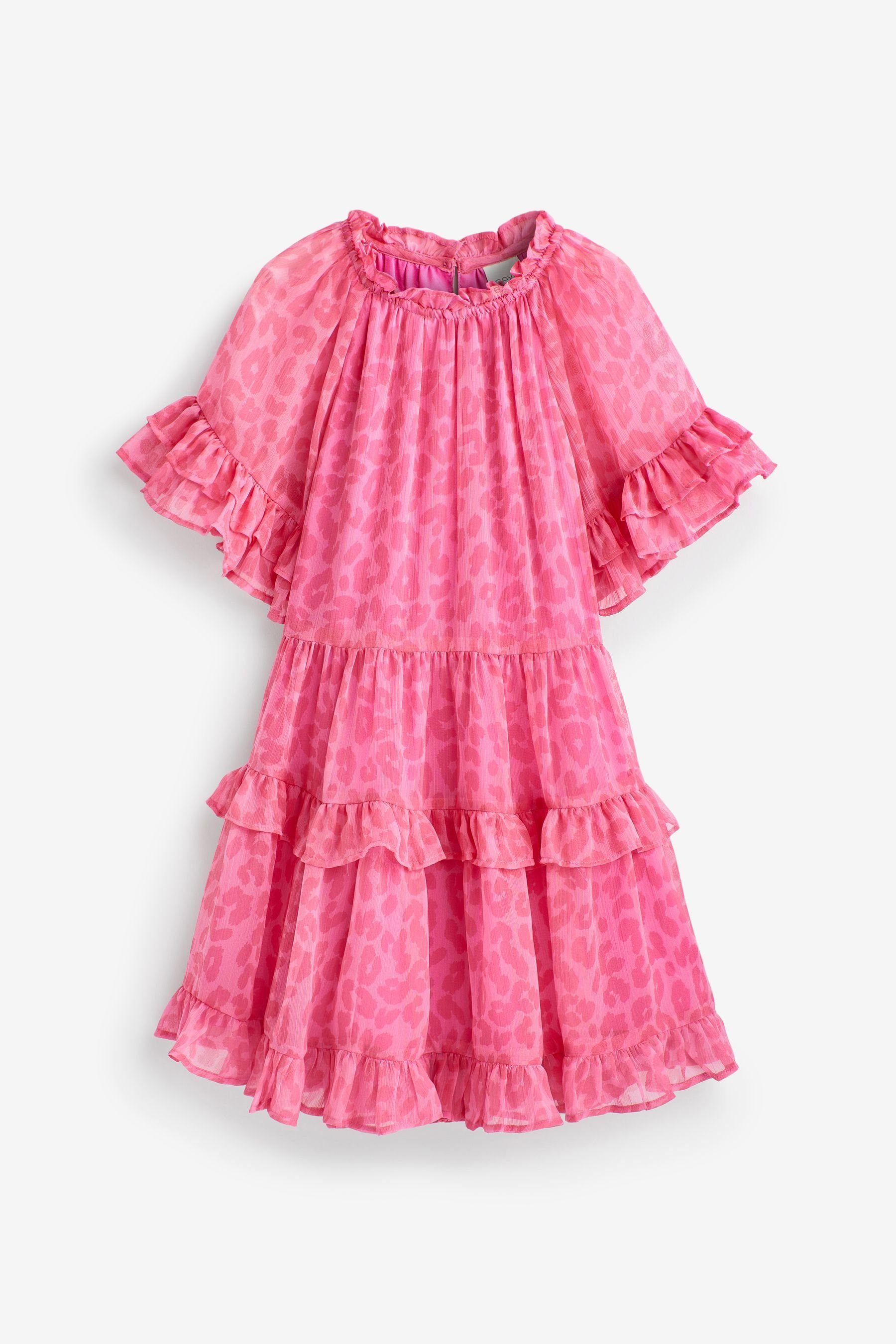 Next Druckkleid Kleid mit Rüschen im Animal-Print (1-tlg) Pink