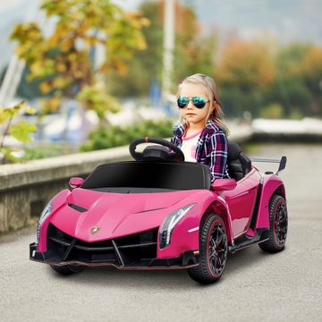 HOMCOM Elektro-Kinderauto Elektrofahrzeuge mit MP3-Player, Scheinwerfer, Kinderfahrzeug, Rosa, Belastbarkeit 30 kg, (1-tlg), 111L x 61B x 45H cm