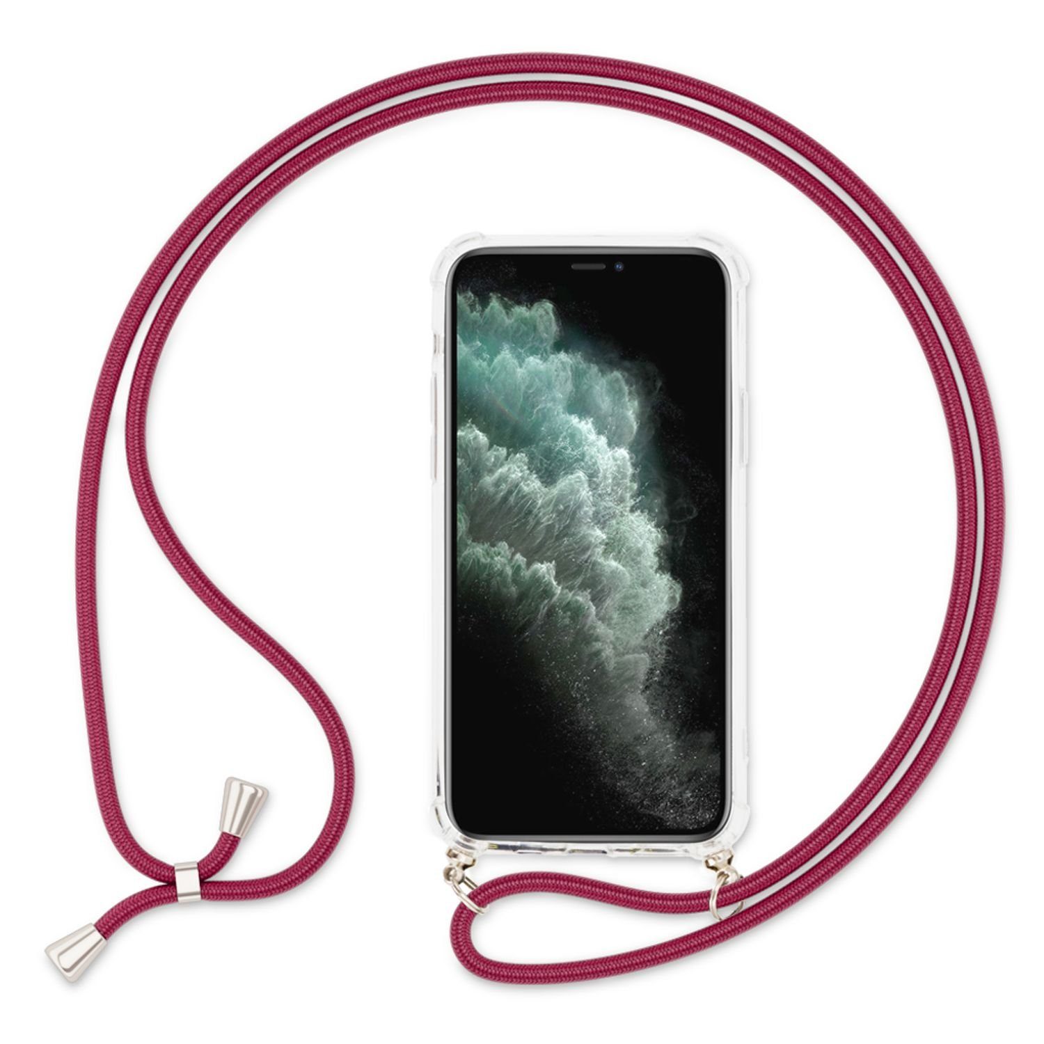 Nalia Backcover Apple iPhone 11 15,5 cm (6,1 Zoll), Klare Hybrid Hülle mit Kette / Schutzhülle zum Umhängen / Handyband