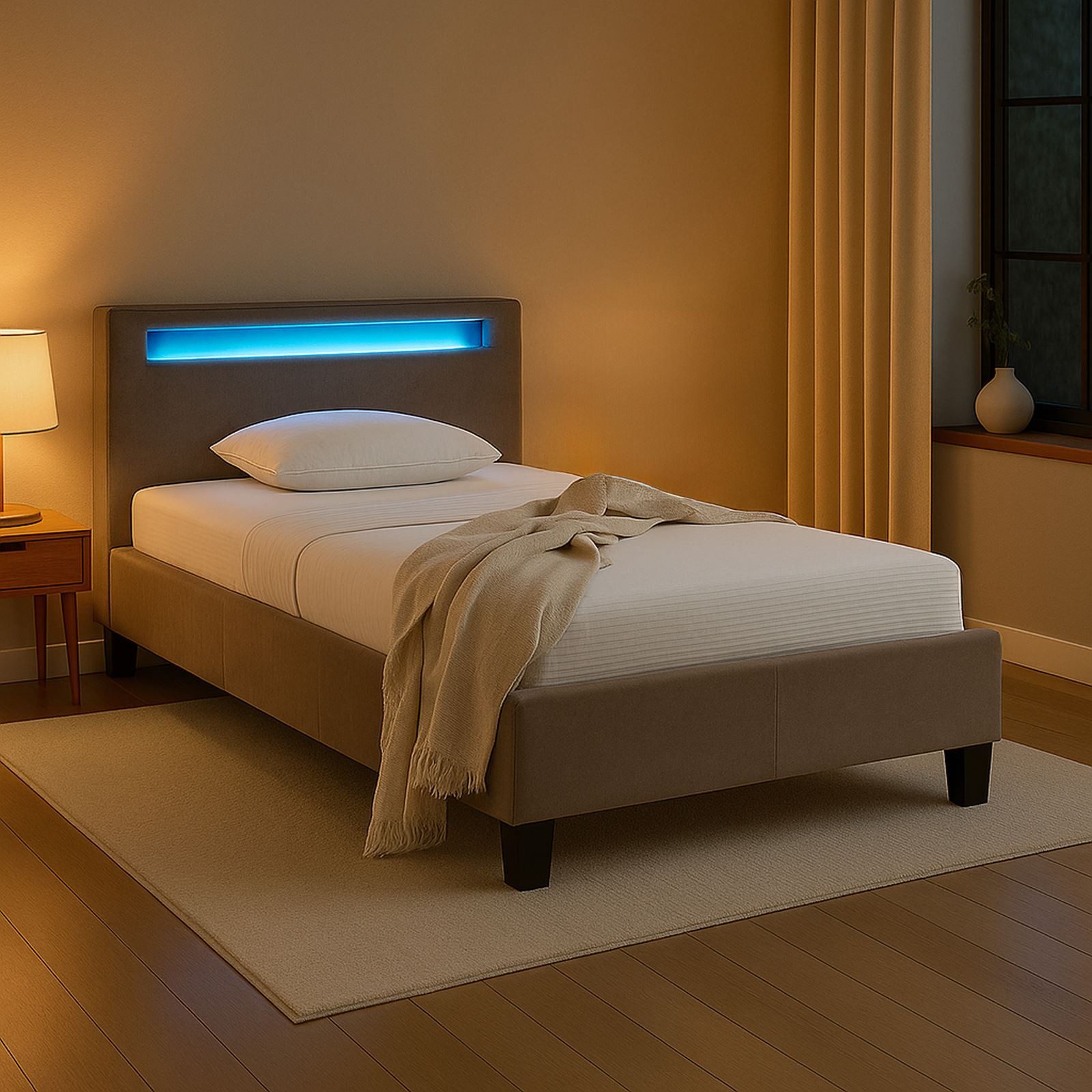 IDIMEX Polsterbett BAGO, Jugendbett mit LED Beleuchtung & Lattenrost Samtbe günstig online kaufen