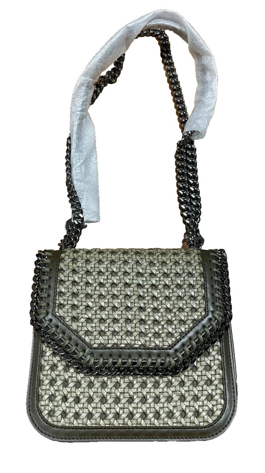 Stella McCartney Schultertasche Falabella Box Medium Tasche Geflochtenes Design, Signatur-Falabella-Kette mit diamantgeschliffener Optik
