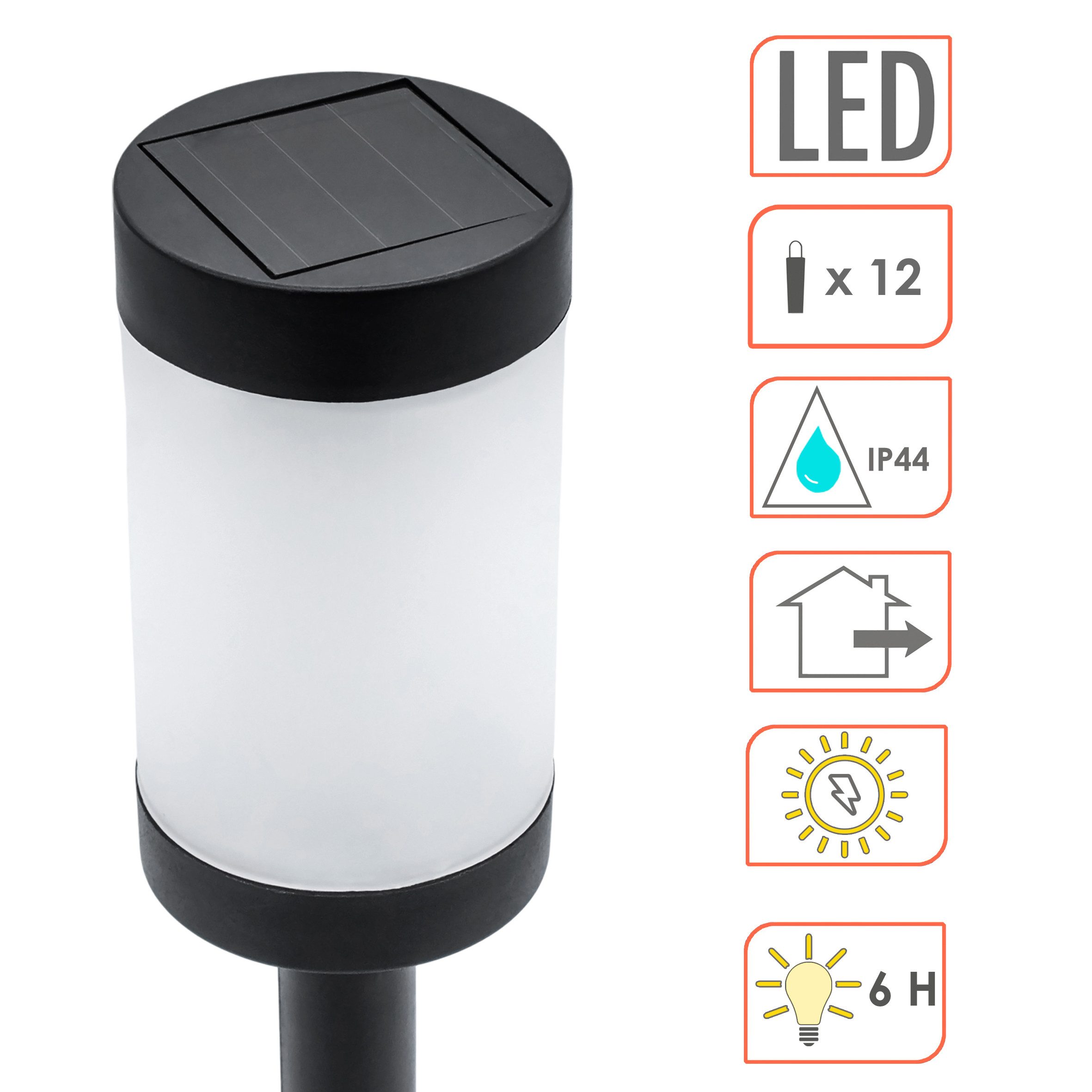 Spetebo LED Solarleuchte Wegeleuchte mit 12 Flammen LED 41 x 6 cm, Dämmerungssensor, LED fest integriert, orange, realistischer Flammeneffekt, 8er Set Solar Wegeleuchte