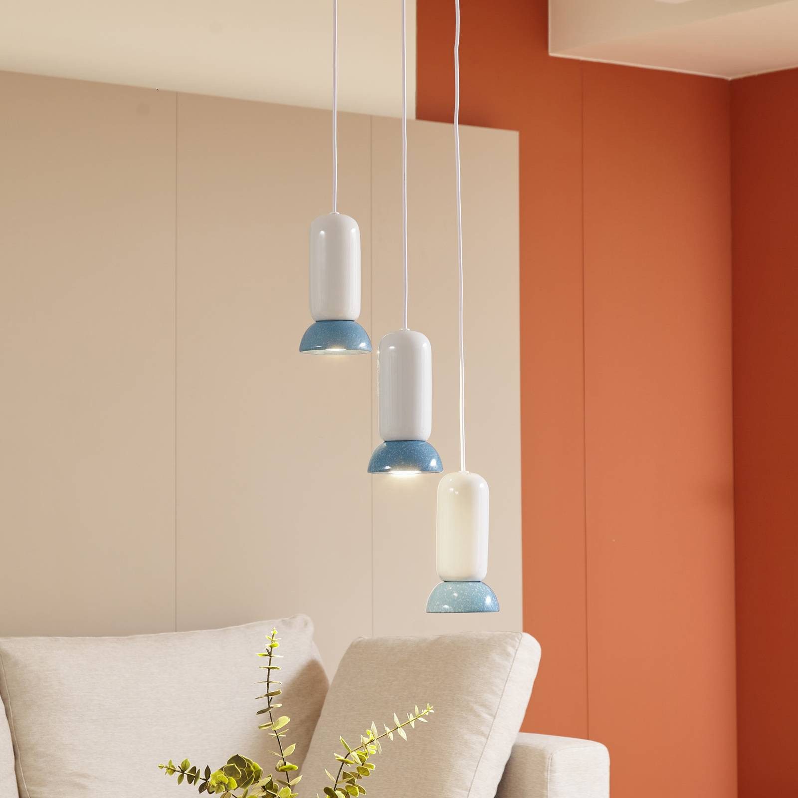 Lindby Hängeleuchte Kerimi, Keramik Weiß IP20, 3 x 10 W LED