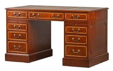 Kai Wiechmann Schreibtisch Bürotisch Mahagoni, hochwertiger Tisch mit Lederschreibeinlage, stilvoller Arbeitstisch in verschiedenen Größen made in England