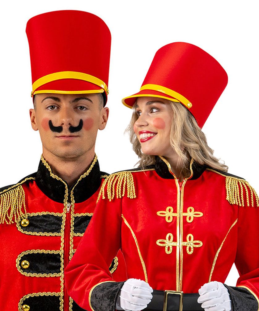 Karneval-Klamotten Kostüm Hut Blaskapelle Marschkapelle rot mit Borde gelb, Damenhut Herrenhut tolles Party Accessoire Karneval Fasching