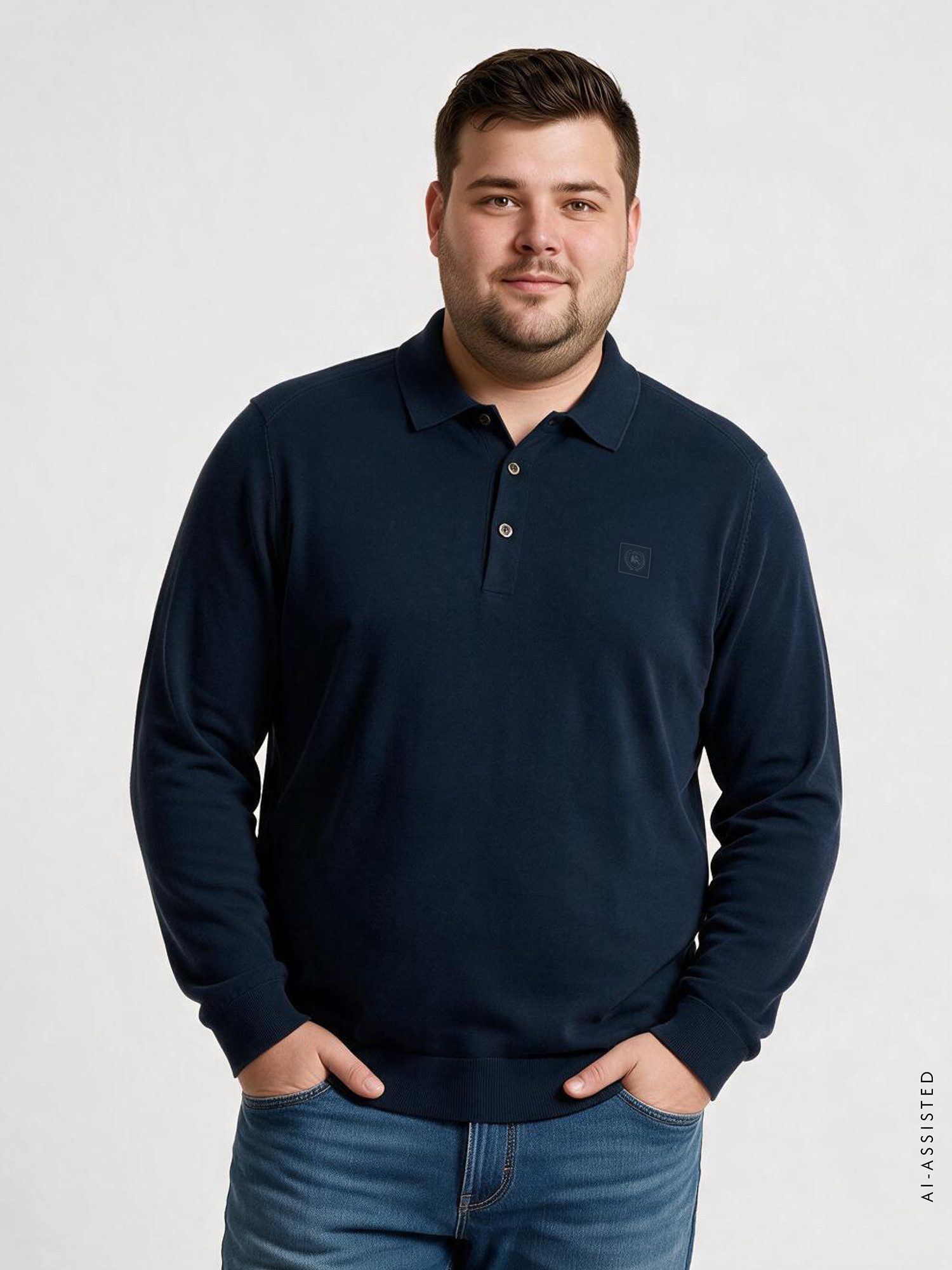 LERROS Langarm-Poloshirt Langarm Polo aus Baumwollstrick in großen Größen