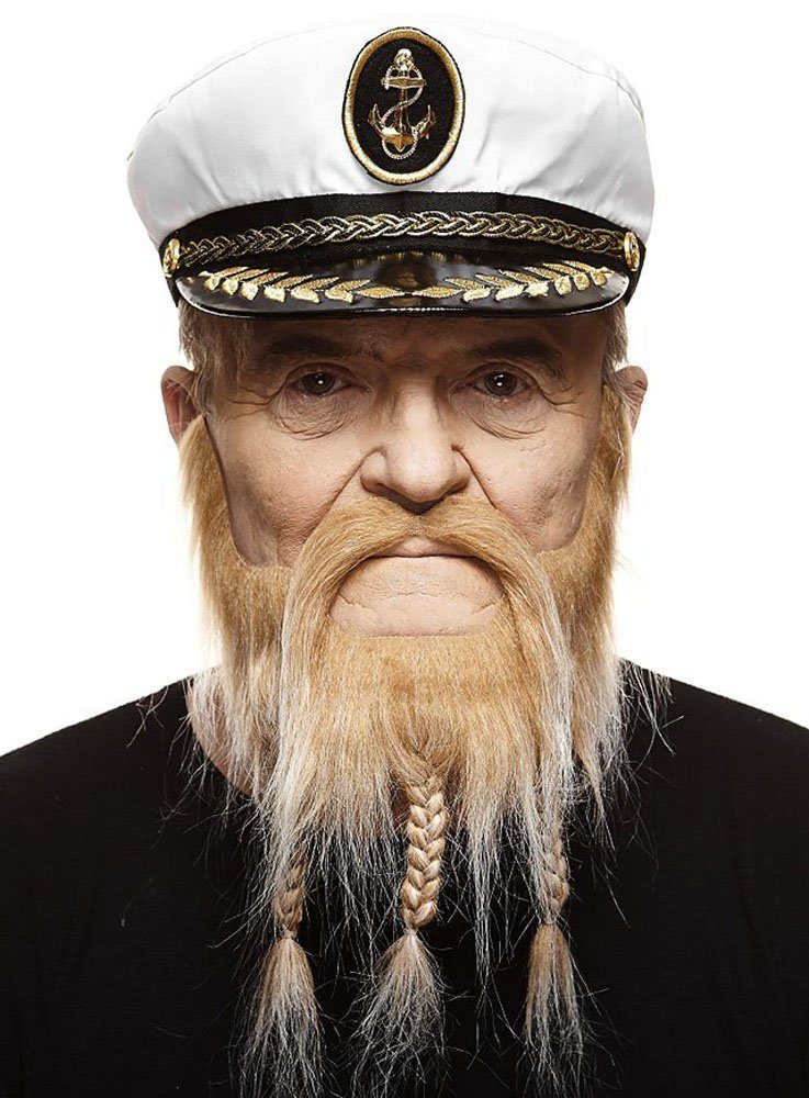 Metamorph Piraten-Kostüm Captain Vollbart, Hochwertiger, selbstklebender Kunstbart aus Handarbeit