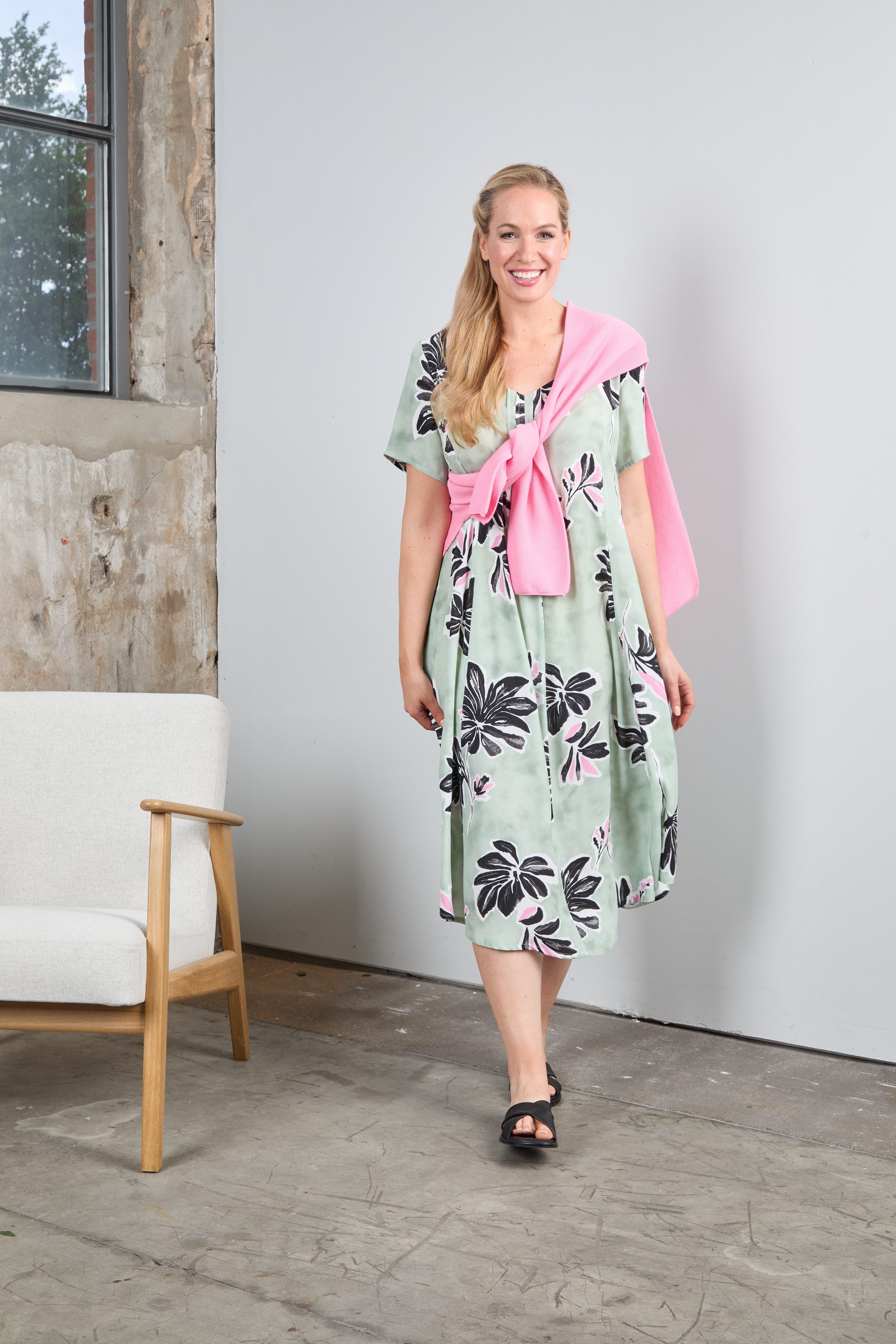 Mona Lisa Druckkleid Große Größen Sommerkleid in A-Linie mit Taschen