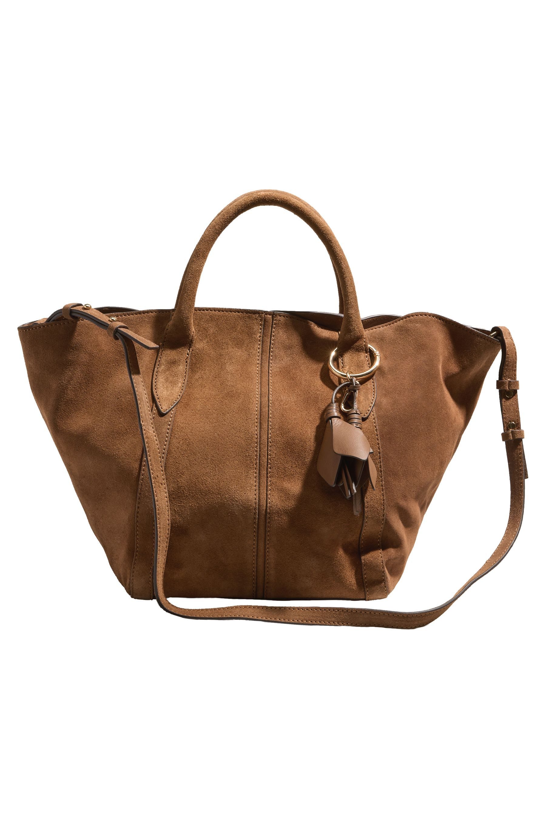 Next Schultertasche Umhängetasche aus Veloursleder mit Anhänger (1-tlg)