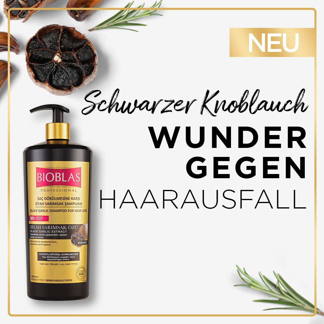 Bioblas Haarshampoo Schwarzer Knoblauch Shampoo 1000ml Anti Haarausfall für M/F geruchlos