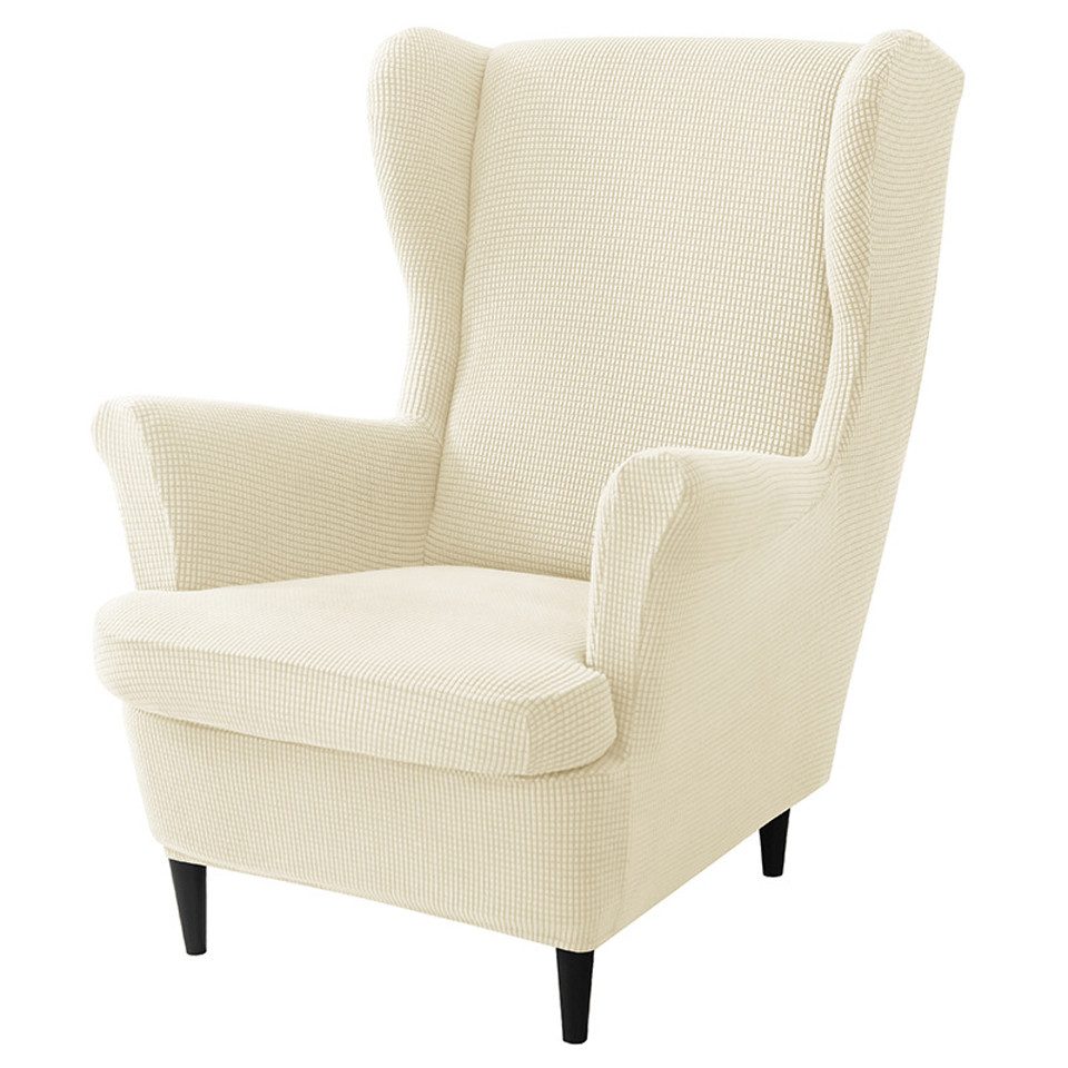 Minicloss Sesselhusse 2-Teilig Ohrensessel Überzug, Sessel-Überwürfe Ohrensessel, Einfarbig Jacquard Stuhlbezug mit Armlehne Hohe Rückenlehne