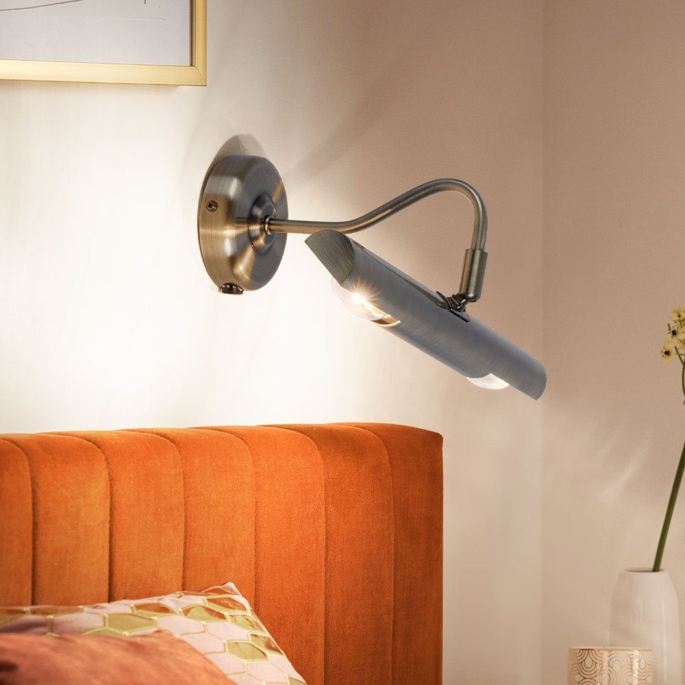 GLOBO LIGHTING Wandleuchte, Leuchtmittel nicht inklusive, Wandlampe Messing Wandleuchte Innen beweglich Schlafzimmer Lampe