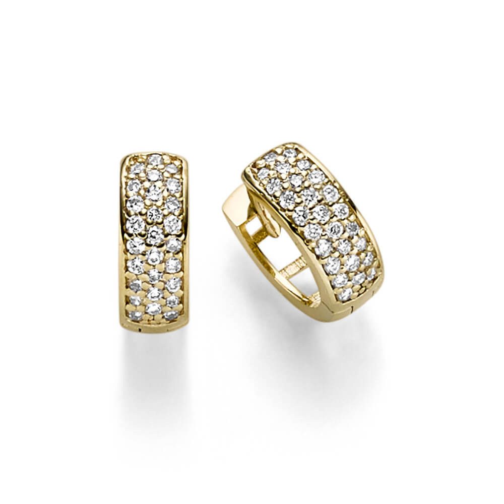 Paar Creolen Pavé Creolen aus 585 Gelbgold mit 54 Diamanten