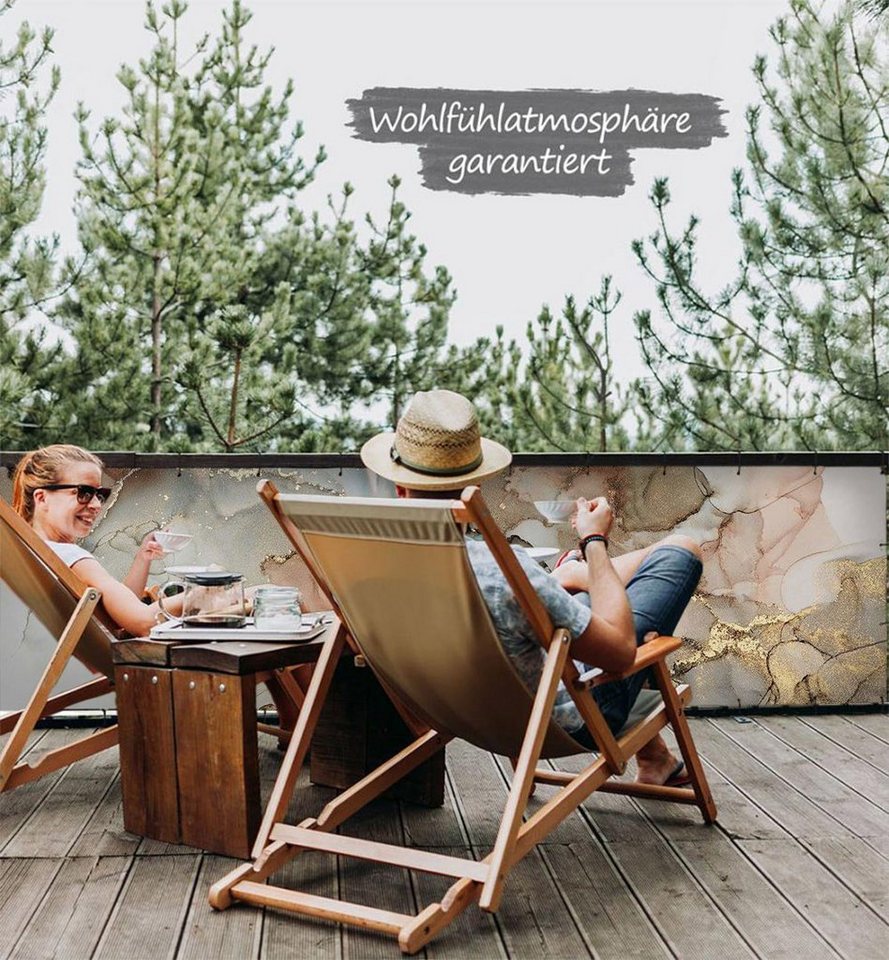 Thumbnail - MyMaxxi Sichtschutzelement Balkonbanner Marmor grau gold Balkon Sichtschutz Garten, (Bambus grün)