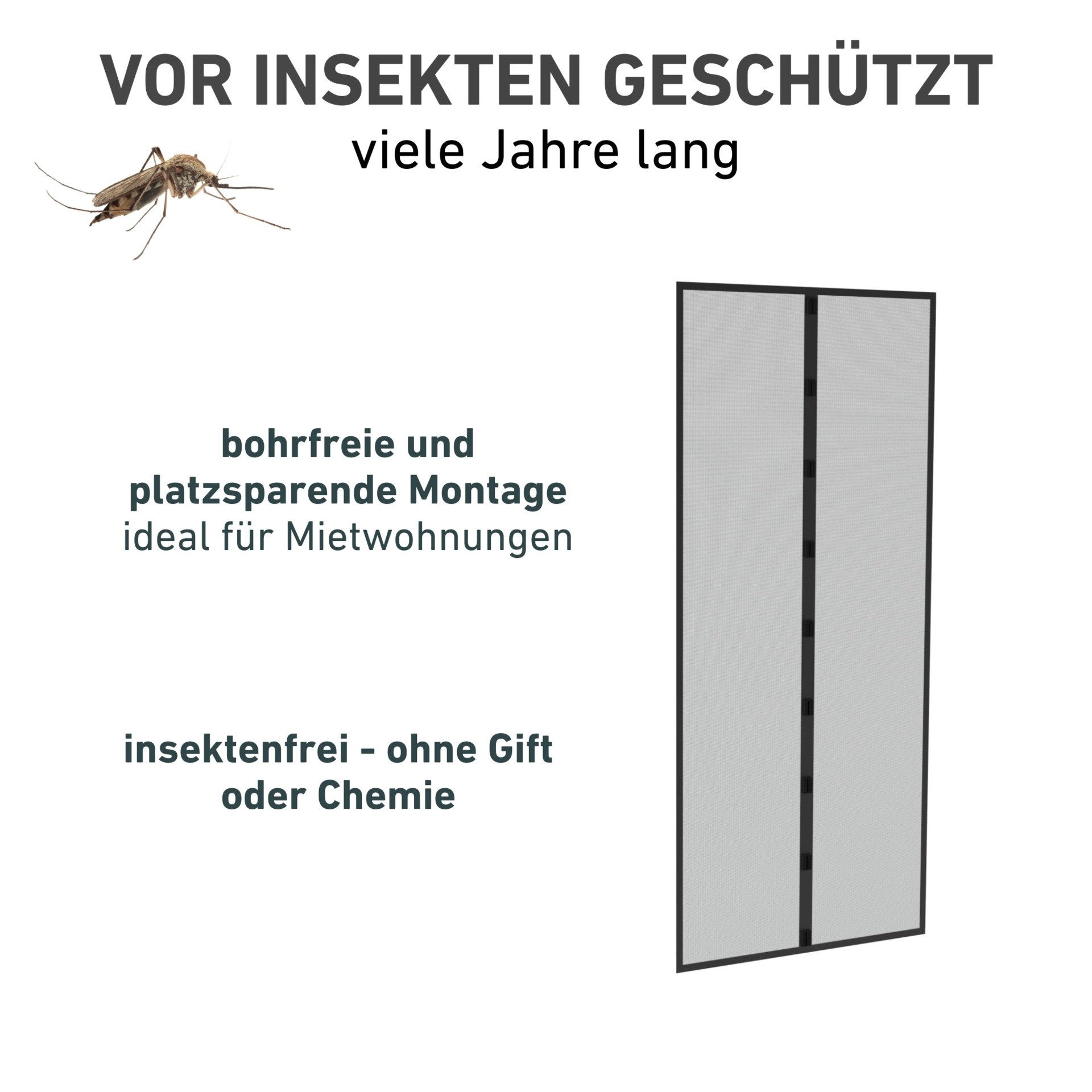 Windhager Insektenschutz-Vorhang RHINO IS, Türvorhang mit Magnetverschluss für Balkon- und Terrassetür, Fliegengitter-Vorhang Magnet, Gewebe 95 x 215 cm, anthrazit