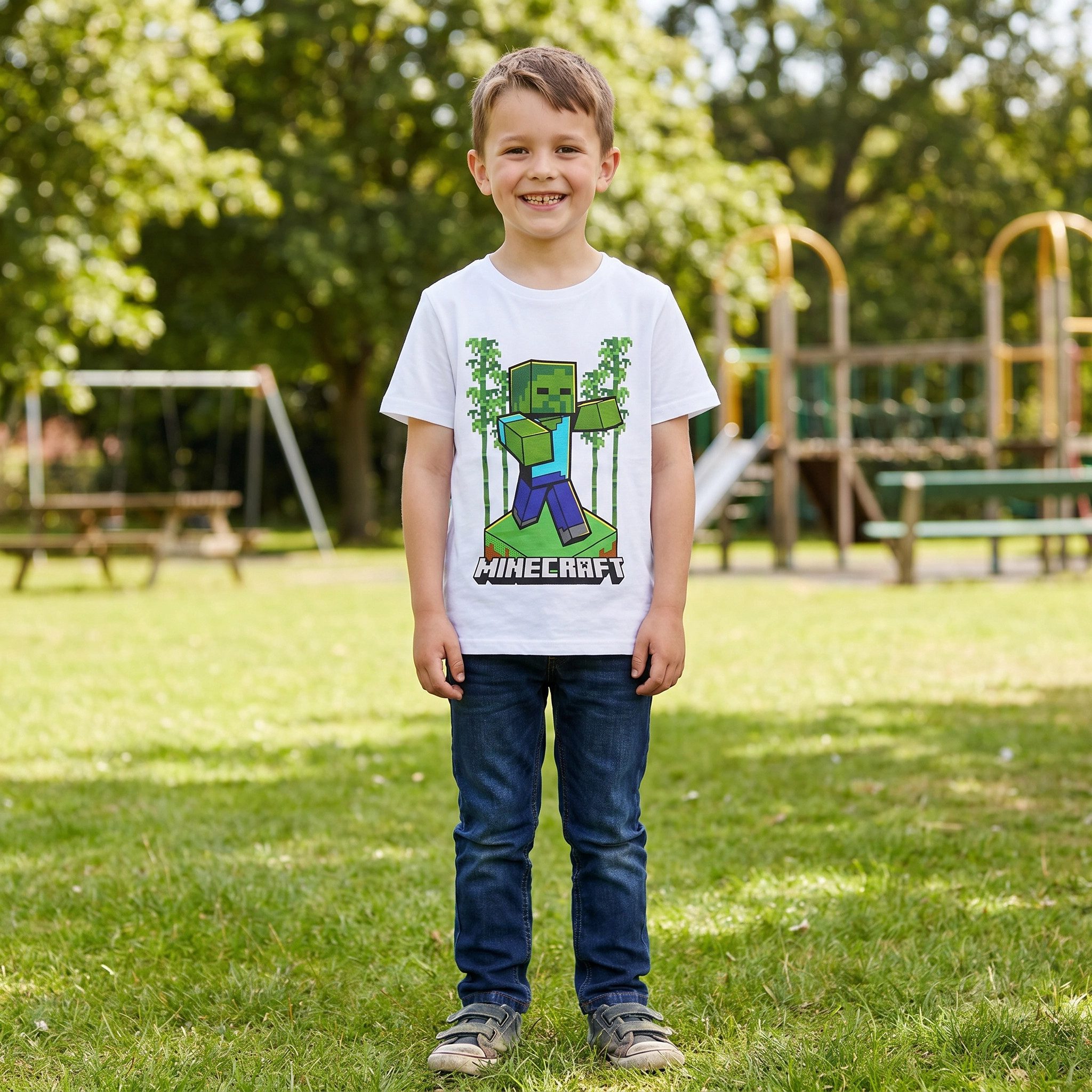 Minecraft T-Shirt Minecraft Zombie in the Wood Kinder kurzarm Shirt 100% Baumwolle