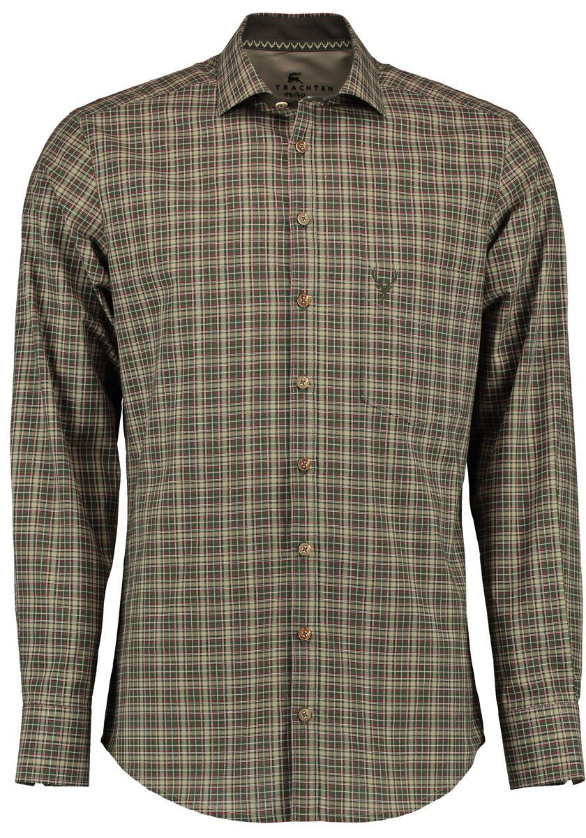 OS Trachten Outdoorhemd Snibi Langarm Jagdhemd mit Hirsch-Stickerei auf der günstig online kaufen