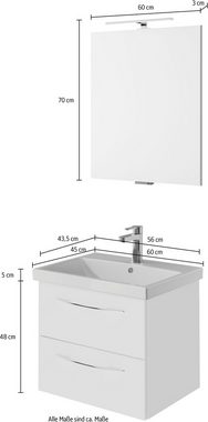 Saphir Badmöbel-Set Serie 4035 2-teilig, Keramikwaschtisch mit LED-Spiegel, 60 cm breit, (Set), Badezimmer-Set inkl. Schubladen-Dämpfer, 2 Schubladen, Waschplatz