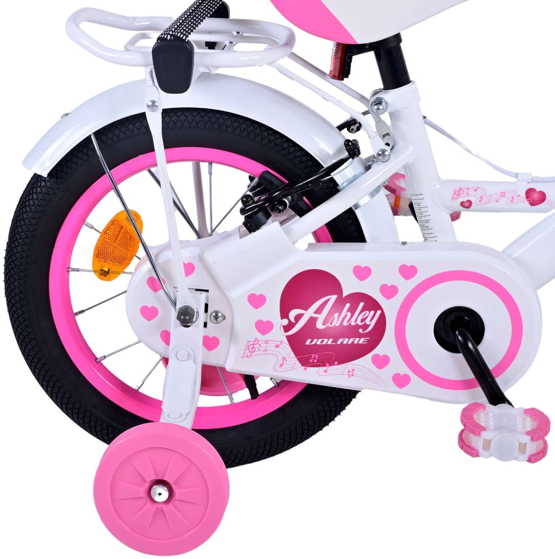 Volare - Ashley 14 Kinder 14 Mädchen Rutschfeste Laufrad Zoll mit Fahrrad Stützräder (Mädchen 1 Handbremse, TPFSports Kinderfahrrad mit Zoll Gang, Kinderrad Sicherheitsgriffe), Fahrrad 2x