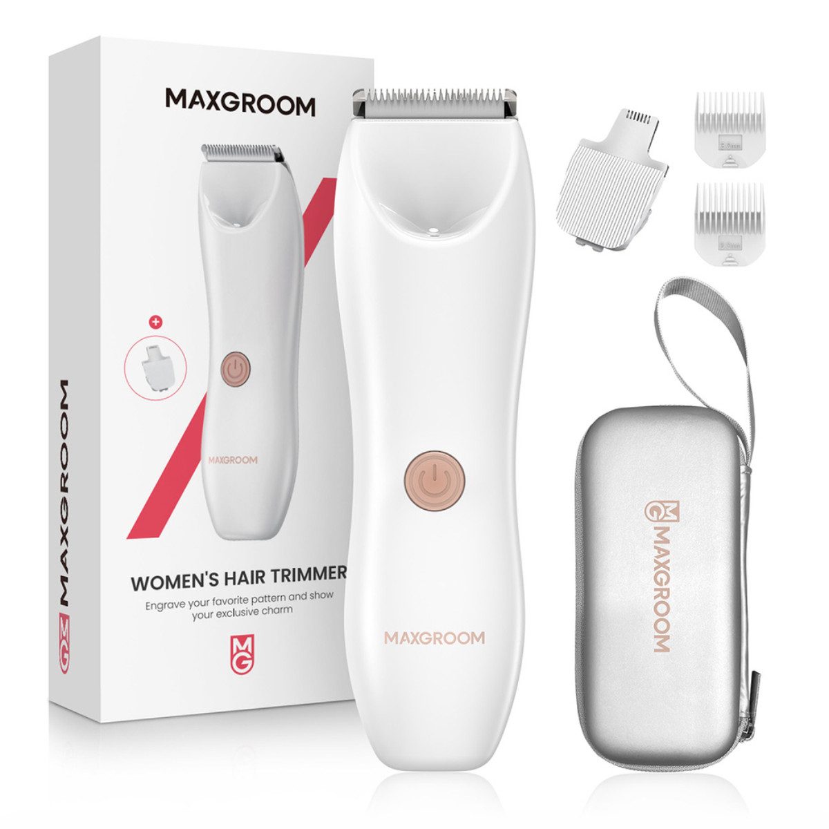 MAXGROOM Multifunktionstrimmer M-9082, Damen Trimmer Set, IPX7 Damen-Trimmer mit LED-Licht und Keramikklingen