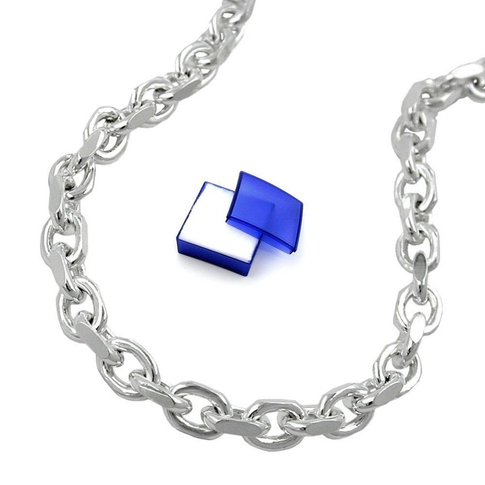 unbespielt Silberkette Halskette 3,5 mm Ankerkette diamantiert 925 Silber 50 cm, Silberschmuck für Damen und Herren
