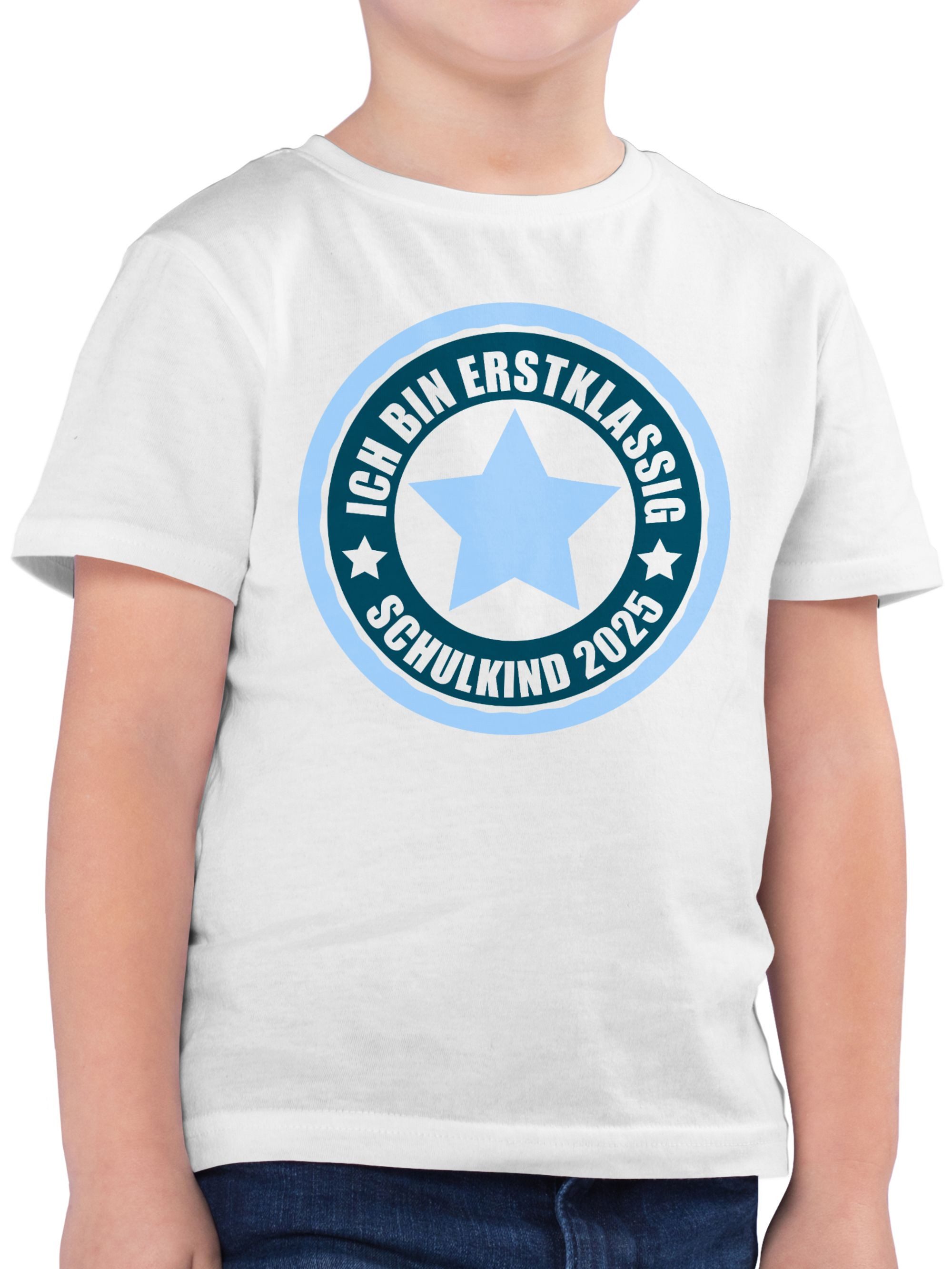 T-Shirt Ich bin erstklassig Schulkind 2025 Geschenk Schulanfang Geschenke Eins