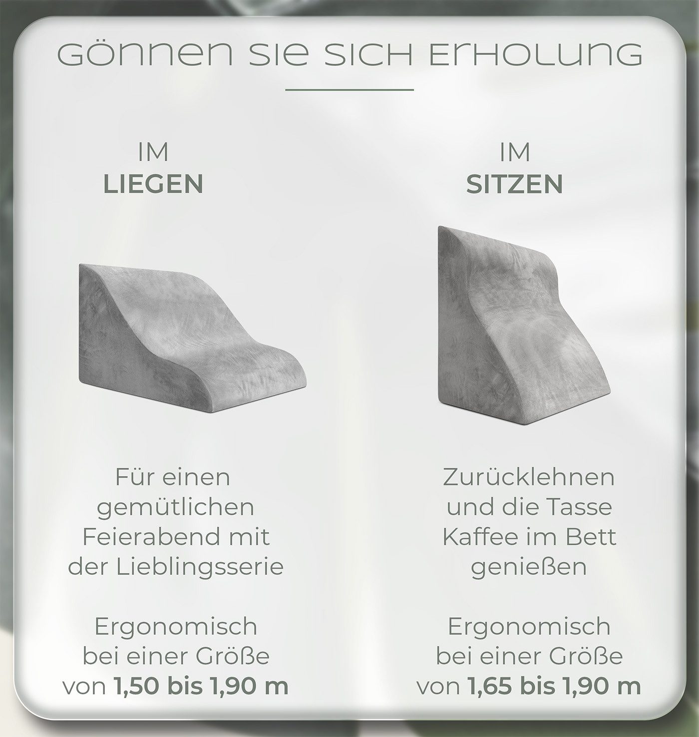 Well B4 Keilkissen Lesekissen für Bett und Sofa – Bequemes Rückenkissen mit Memory Foam, Verwendbar als Reflux Kissen, Keilkissen Bett, Bettkissen Rückenlehne im Sitzen und Liegen