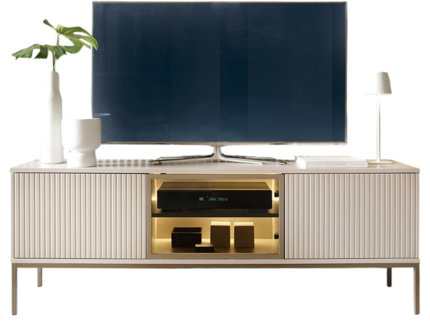 Compleo TV-Schrank LINO, TV Tisch gerifflete Front, Fernsehschrank Modern W günstig online kaufen