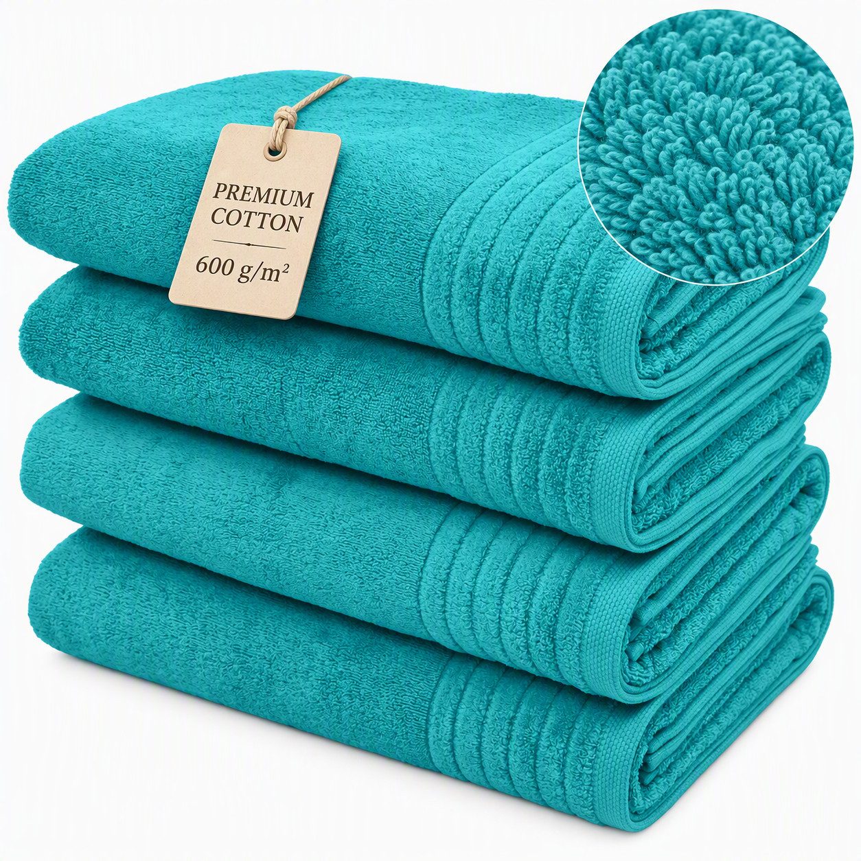 OTTO home Duschtücher Sanremo Premium, Premium Handtücher, 600 gr/m², 70x140cm, Frottier (Set, 4-St), mit Bordüre, flauschig & weich, dicke Qualität, 5 Jahre Garantie