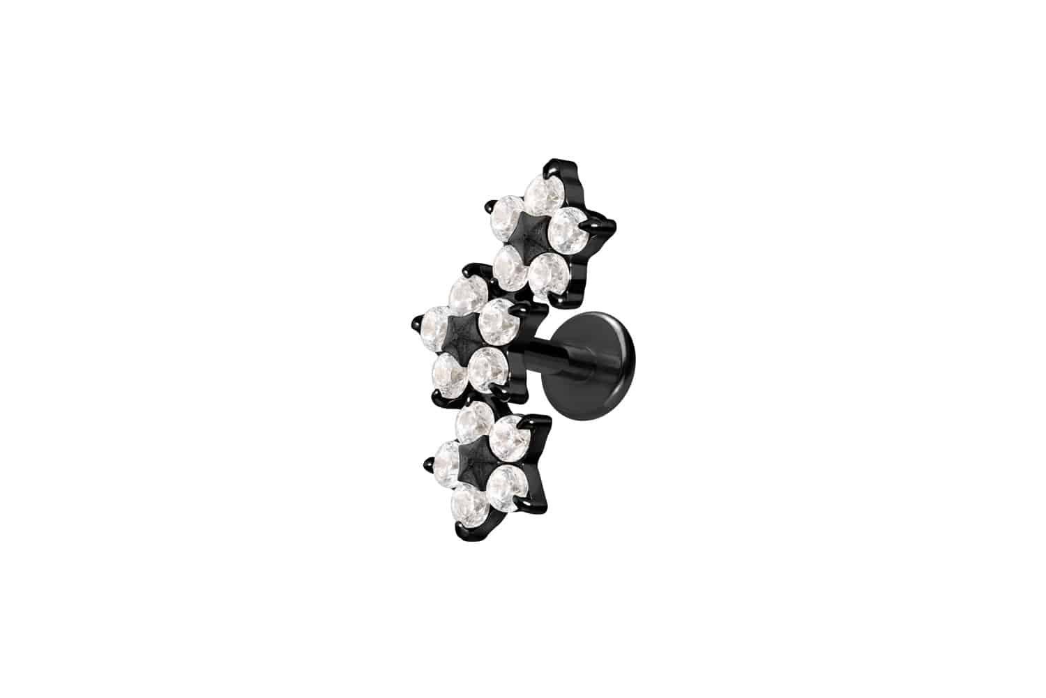 Piercing-Set Titan Labret mit Innengewinde 3 KRISTALLBLUMEN