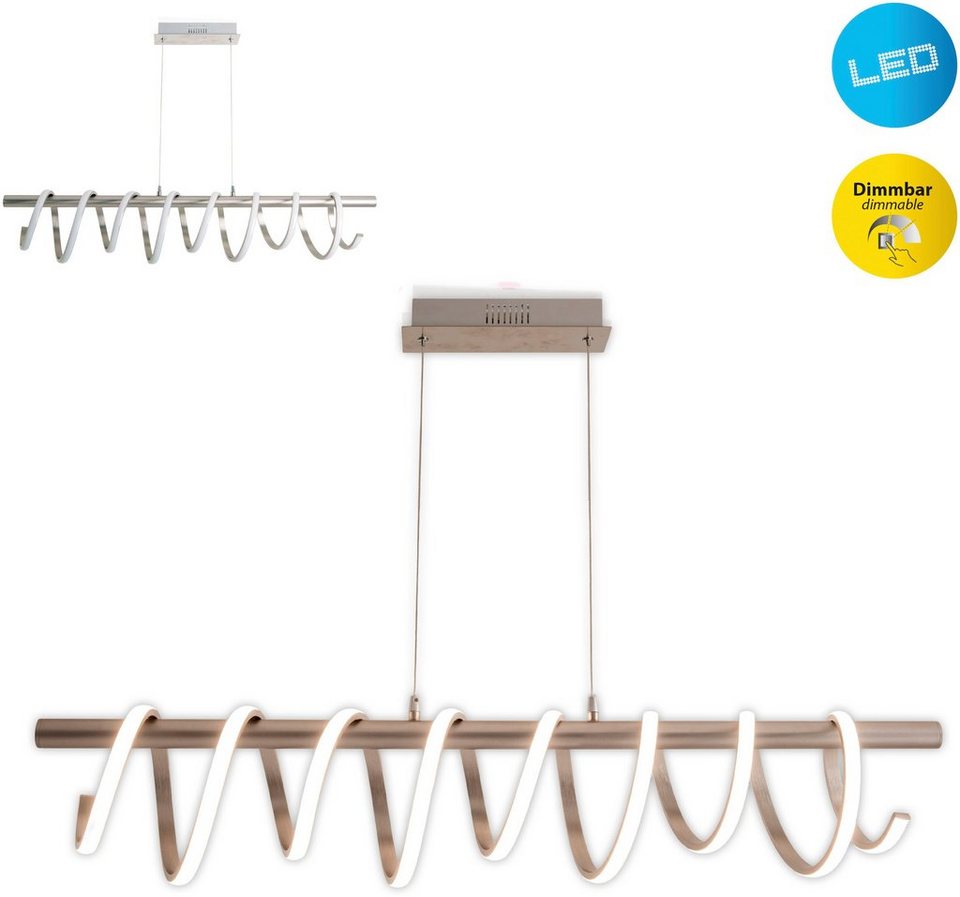 näve LED Pendelleuchte Belleza, Dimmfunktion, LED fest integriert, Warmweiß,  Hängeleuchte warmweiß, 3-Stufen-dimmbar, 35W, L:100cm, silberfarben