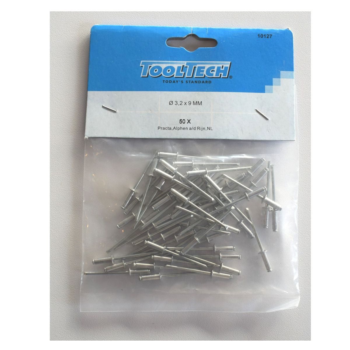 ToolTech Niete Blindnieten Flachkopf Nieten Alu/Stahl 50 Stück verschiedene Größen, (3.2 x 9 mm), Flachkopf