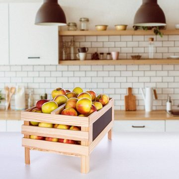 BooGardi Holzkiste Obstkiste Holz mit Griff und Tafel (1 St., stapelbar), Transportkiste Obstkorb Gemüsekiste Tragekiste