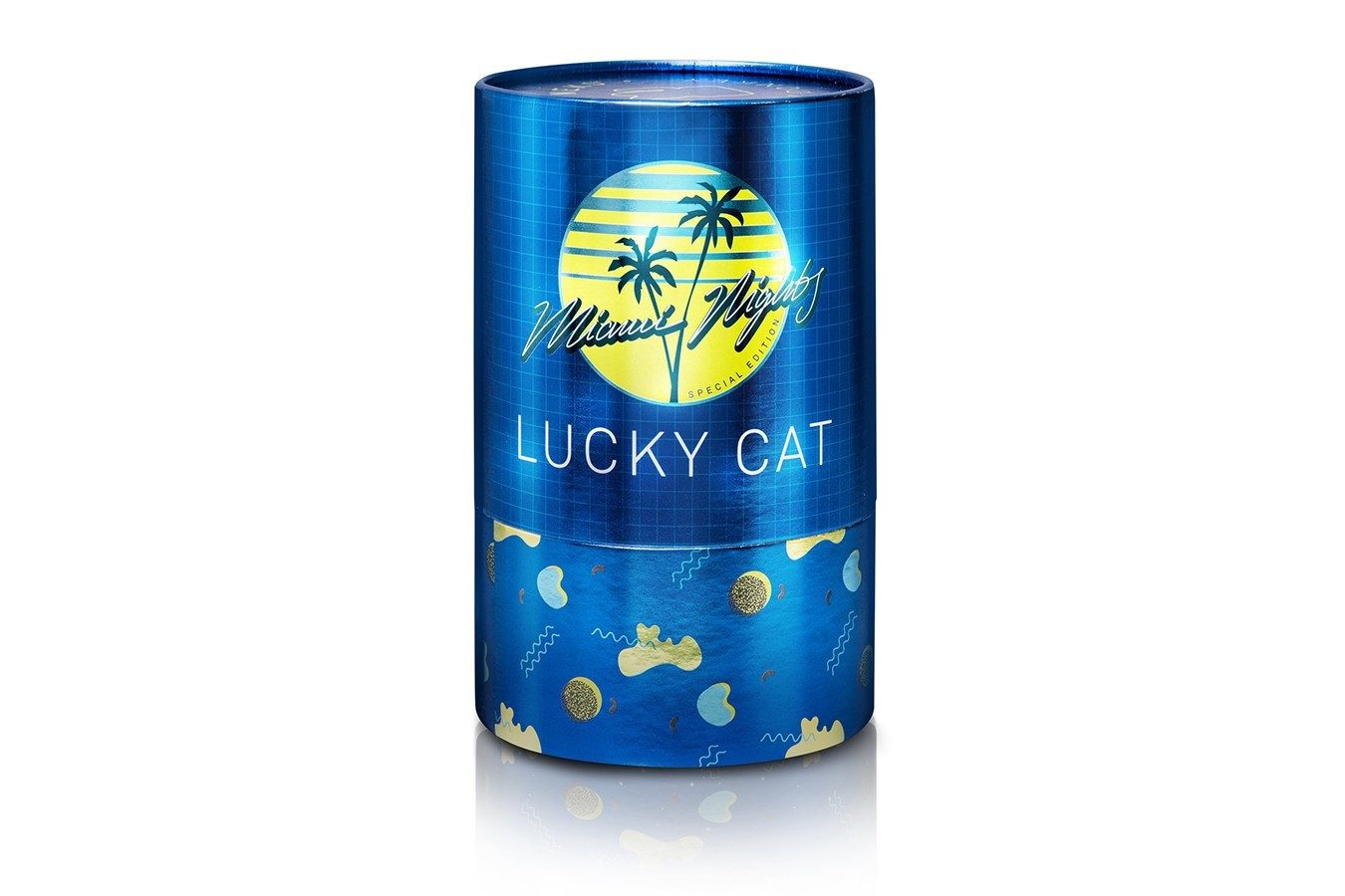 daslagerhaus living Kosmetiktasche Winkekatze Lucky Cat Cosmic shiny gelb