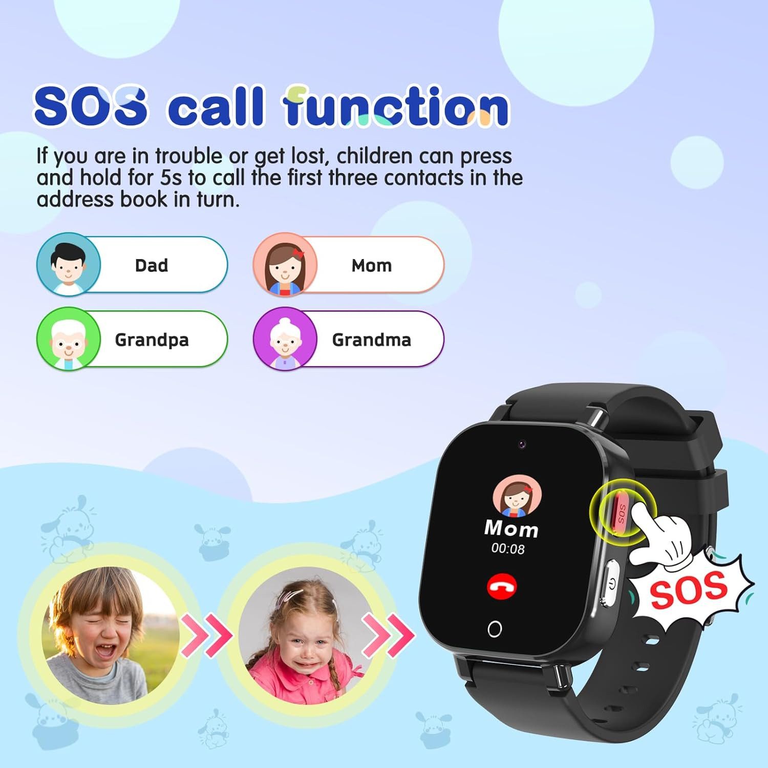 CATGIFF Smartwatch (2,5 cm, sim-karte), Kinder Smartwatch mit sicheren Funktionen