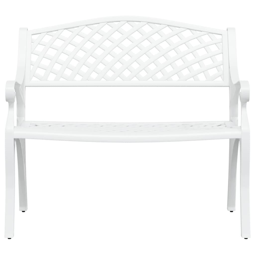 furnicato Gartenbank Weiße aus Aluminiumguss und Gusseisen 102 x 50 x 83 cm