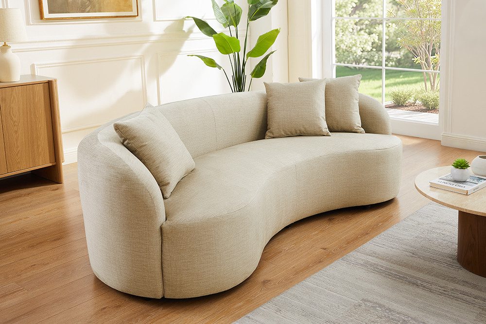 riess-ambiente 3-Sitzer ATELIER 230cm beige - Samtbezug, Sofa, Zierkissen, Polsterung, modern, Einzelartikel 1 Teile, Elegante & gepolsterte Couch - ideal für Gäste- & Wohnzimmer & Lounge