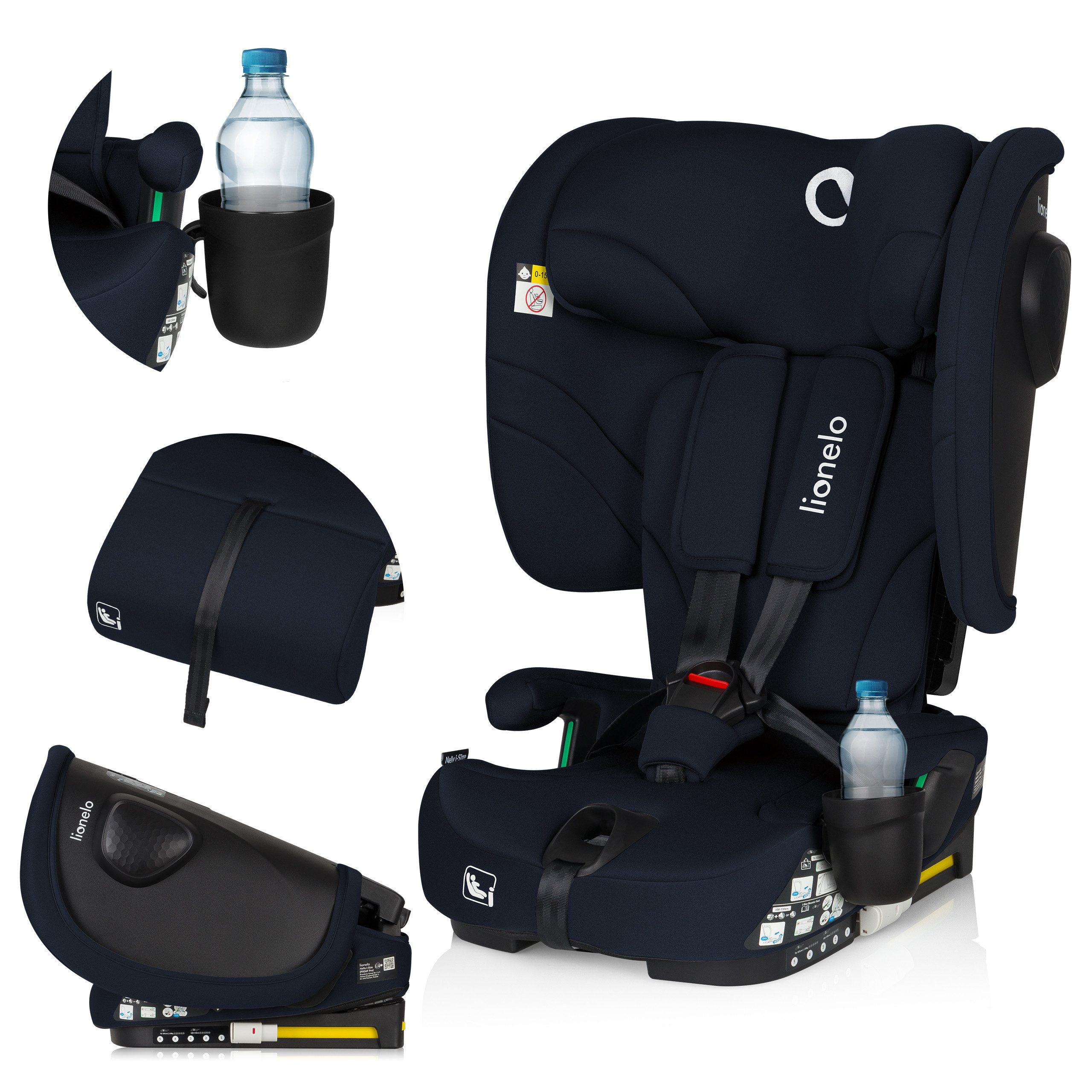 lionelo Autokindersitz NELLY I-SIZE, ab: ab Geburt, bis: 36 Monaten, ab: 76 cm, bis: 150 cm, (Set), Verstellbare Kopfstütze/4 Neigungspositionen/Reduziereinsatz