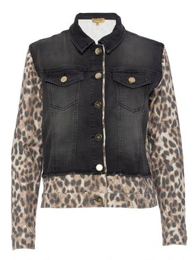 Sarah Kern Jeansjacke Denimjacke figurumspielend mit Leo Motiv